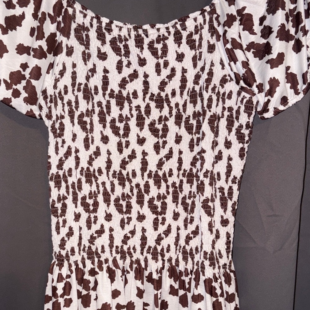 Brown and White Patterned Dress